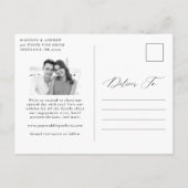 書モダンエレガント跡の写真の保存日付 案内ポストカード (裏面)