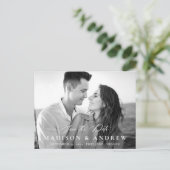 書モダンエレガント跡の写真の保存日付 案内ポストカード (スタンド正面)