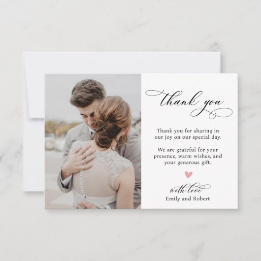書モダンエレガント跡の写真結婚の サンキューカード (正面)