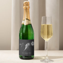 書モダンエレガント跡（白黒） スパークリングワインラベル