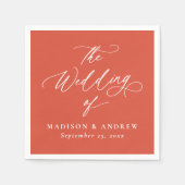 書モダンエレガント道ヴェロナの日の結婚入り スタンダードカクテルナプキン (正面)