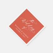 書モダンエレガント道ヴェロナの日の結婚入り スタンダードカクテルナプキン (角)