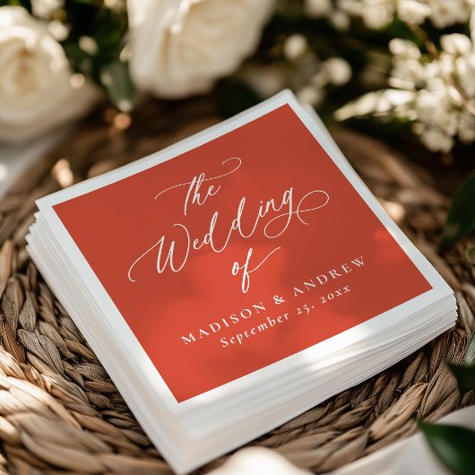 書モダンエレガント道ヴェロナの日の結婚入り スタンダードカクテルナプキン