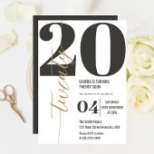 書モダンエレガント20誕生日 招待状