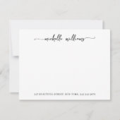 書モダンスタイリッシュ字の署名の黒 ノートカード (正面)