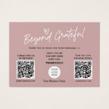 書モダンスタイリッシュ字QRコードサンキューカード