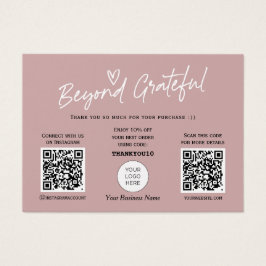 書モダンスタイリッシュ字QRコードサンキューカード