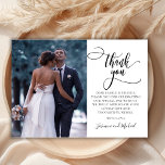 書モダンスタイリッシュ字Script 2写真結婚の サンキューカード<br><div class="desc">エレガントモダンシックBoho書道ス結婚クリプトの2写真サンキューカード。手のレタリングスタイリッシュタイポグラフィのスクリプトでは結婚お洒落「ありがとう」文字とフロントのフル縦写真のテンプレートは、写真と反対側の1つ(1)写真と白黒でメッセージをプレメイドのフォントでテイルのを交換するスクリプトで前面のフル縦写真。2枚の写真が入った両面カード。簡単にあなたの名前とメッセージ感謝していをパーソナライズする。ノートもしを手書きしたい場合は、サンプル文字を削除して宇宙を増やす。おもしし救済まは合わせ品連絡が欲しい！</div>