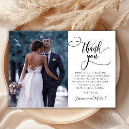 書モダンスタイリッシュ字Script 2写真結婚の サンキューカード