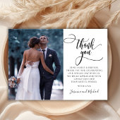 書モダンスタイリッシュ字Script 2写真結婚の サンキューカード