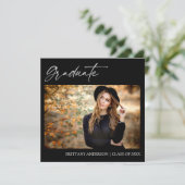 書モダンスタイリッシュ跡インク写真の卒業 案内状 (スタンド正面)