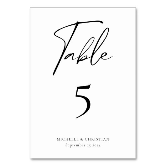 書モダンミニマル字の結婚文字 テーブルナンバー (正面)