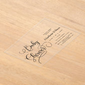 書モダンミニマル式ベビーシャワー アクリル招待状 (レイダウン)