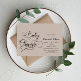 書モダンミニマル式ベビーシャワー 招待状