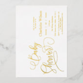 書モダンミニマル式ベビーシャワー 箔招待状 (正面)