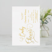 書モダンミニマル式ベビーシャワー 箔招待状 (立ち正面)