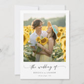 書モダンミニマル書ひまわり結婚写真 招待状 (正面)