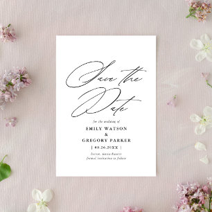 書モダンミニマル書ブラッ結婚ク セーブザデート