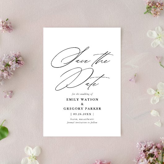 書モダンミニマル書ブラッ結婚ク セーブザデート