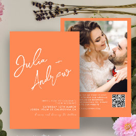 書モダンミニマル書QRコード写真結婚 招待状