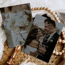 書モダンミニマル跡の写真の日付の保存 招待状