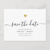 書モダンミニマル道シック金ゴールド保存日付 案内ポストカード (正面)