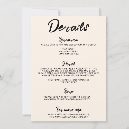 書モダン予測できな手を結婚加える 招待状 (裏面)