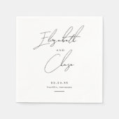 書モダン名スタイリッシュ結婚の スタンダードカクテルナプキン (正面)