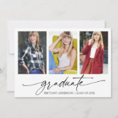 書モダン墨三写真卒業パーティー 招待状 (正面)