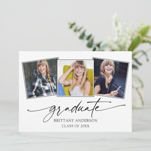 書モダン墨三写真卒業パーティー 招待状 (スタンド正面)