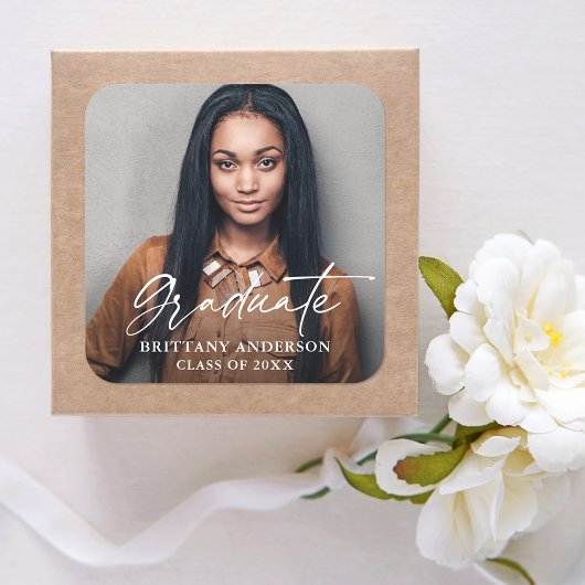 書モダン墨台写真卒業 スクエアシール