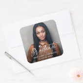 書モダン墨台写真卒業 スクエアシール (封筒)