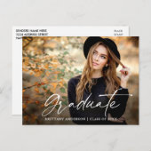 書モダン墨台写真卒業 ポストカード (正面/裏面)