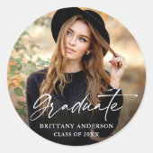 書モダン墨台写真卒業 ラウンドシール (正面)