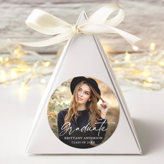 書モダン墨台写真卒業 ラウンドシール