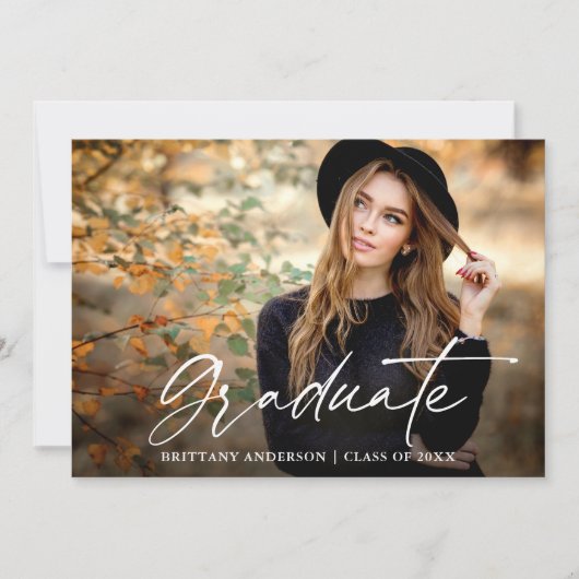 書モダン墨台写真卒業 案内状 (正面)