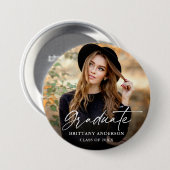 書モダン墨台写真卒業 缶バッジ (正面&裏面)