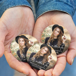 書モダン墨台写真卒業 缶バッジ