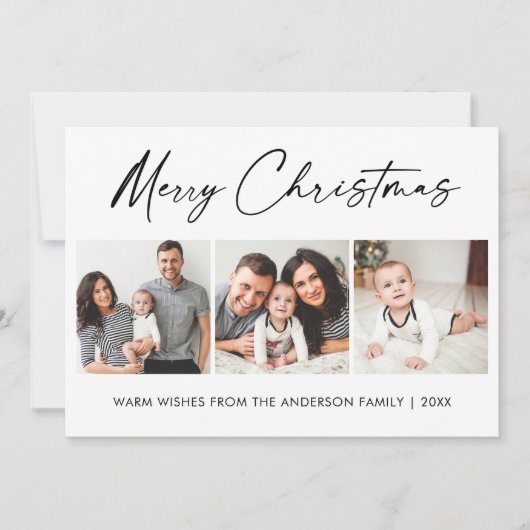 書モダン墨台本3写真クリスマス シーズンカード (正面)