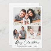 書モダン墨台本3枚写真クリスマス シーズンカード (正面/裏面)