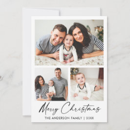 書モダン墨台本3枚写真クリスマス シーズンカード