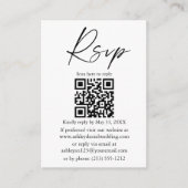 書モダン墨文字結婚のQR RSVP エンクロージャーカード (正面)