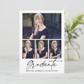 書モダン墨文字4枚の写真卒業 案内状 (スタンド正面)
