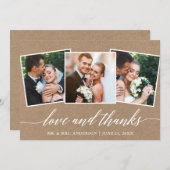 書モダン好感謝してい3 Photo Kraft サンキューカード (正面/裏面)