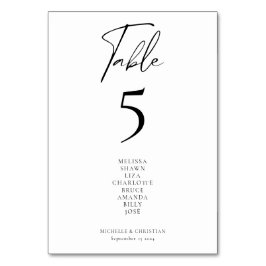 書モダン字の結婚ゲスト名 テーブルナンバー