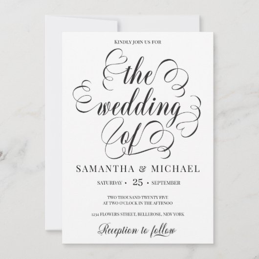 書モダン字エレガントフォント 招待状 (正面)