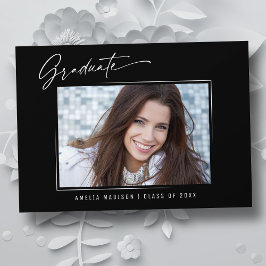 書モダン字エレガント墨書卒業 案内状