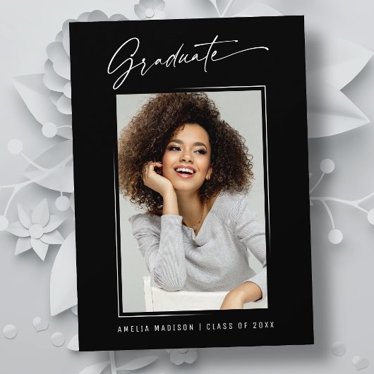 書モダン字エレガント墨書卒業 案内状