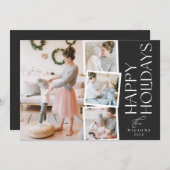 書モダン字コラージュ4ユニーク写真 シーズンカード (正面/裏面)