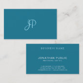 書モダン字スクリプトターコイズプレーントレンディー 名刺 (正面/裏面)